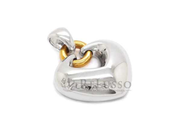 Pendente BVLGARI a Cuore Bombato in Oro Bianco e Giallo 18kt.foto7