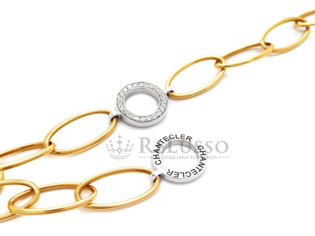 Collana Chantecler maglie ovali in oro rosa 18kt e diamanti. foto4