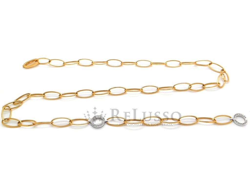 Collana Chantecler maglie ovali in oro rosa 18kt e diamanti. foto1