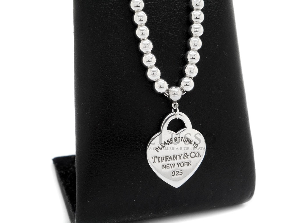 Collana Tiffany™ Bead Heart Tag con ciondolo cuore in argento sterling foto1