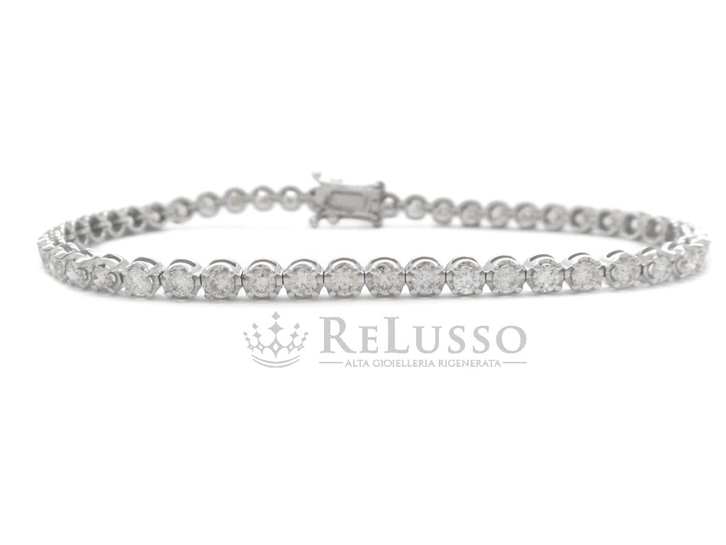 Tennis di diamanti in oro bianco da 2,89ct H-I color Certificato HRD foto1