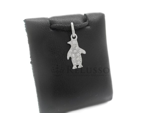 Charm Dodo Pinguino in oro bianco 18kt e diamanti foto 4