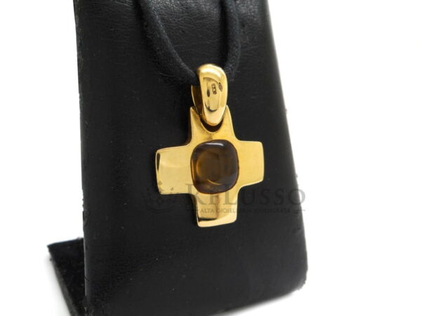 Croce Pomellato in oro giallo con quarzo citrino. foto13