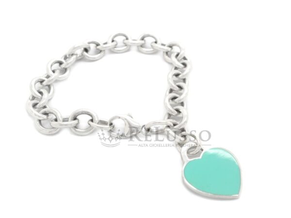 Bracciale Tiffany & co. con ciondolo cuore Return to Tiffany™ in argento e smalto TIffany Blue® foto1