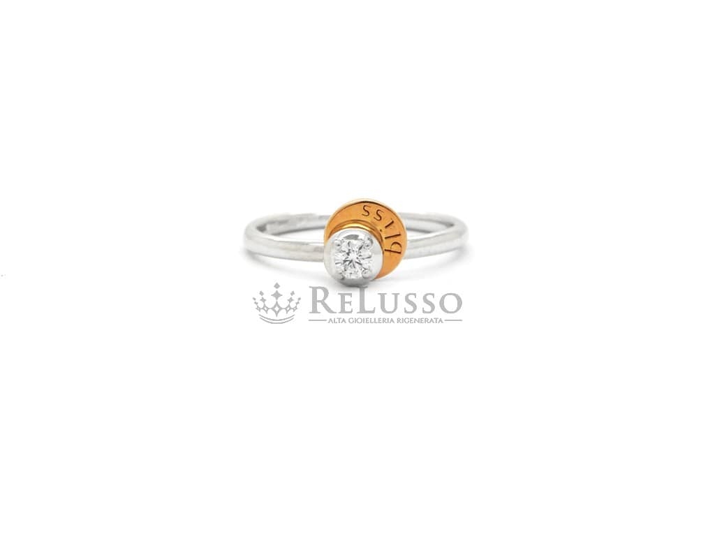 Anello solitario Bliss in oro bicolore con diamante da 0,10ct foto2