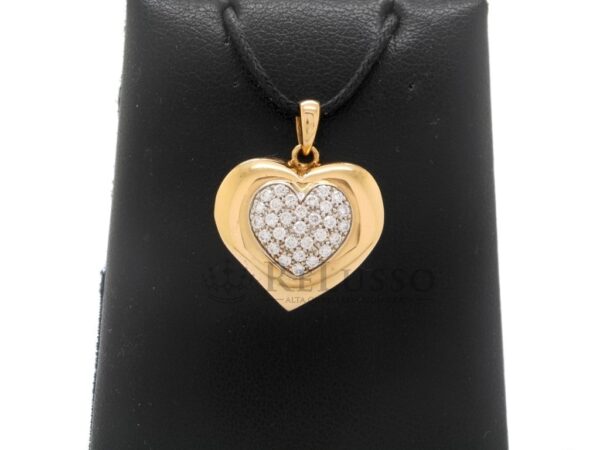 Ciondolo cuore in oro rosa con pavé di diamanti per 0,30ct foto1