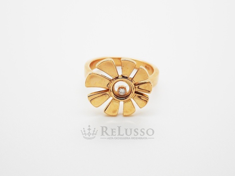 Anello Chopard collezione Happy diamonds in oro rosa 18kt con diamante FOTO5