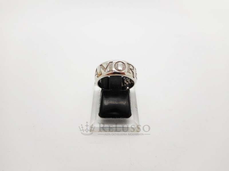 Anello Pasquale Bruni Amore fascia piccola in oro bianco e pavé di diamanti foto3