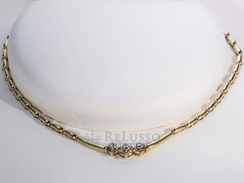 Collana girocollo Damiani in oro giallo 18kt con diamanti da 0,25ct totali foto2