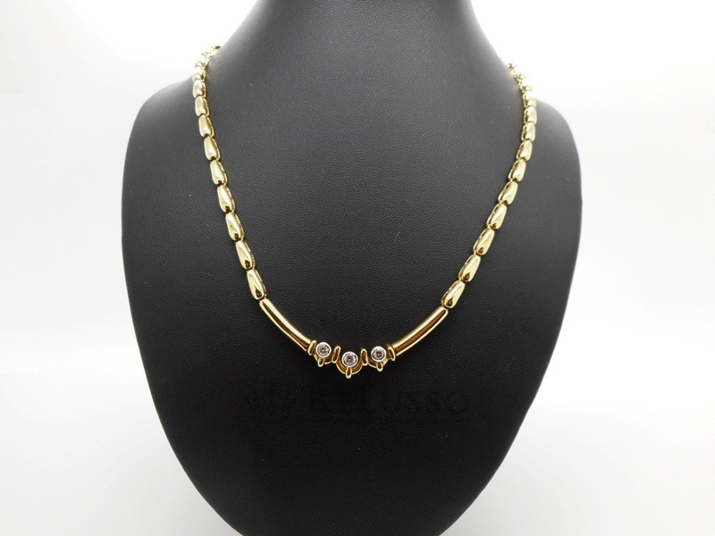Collana girocollo Damiani in oro giallo 18kt con diamanti da 0,25ct totali foto4