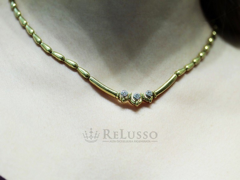 Collana girocollo Damiani in oro giallo 18kt con diamanti da 0,25ct totali foto8