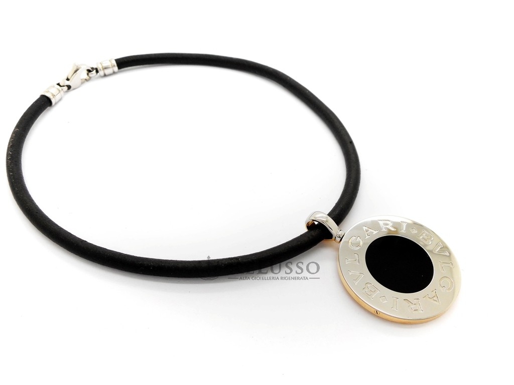 Pendente Bvlgari-Bvlgari in oro giallo e acciaio con madreperla e onice nera foto3