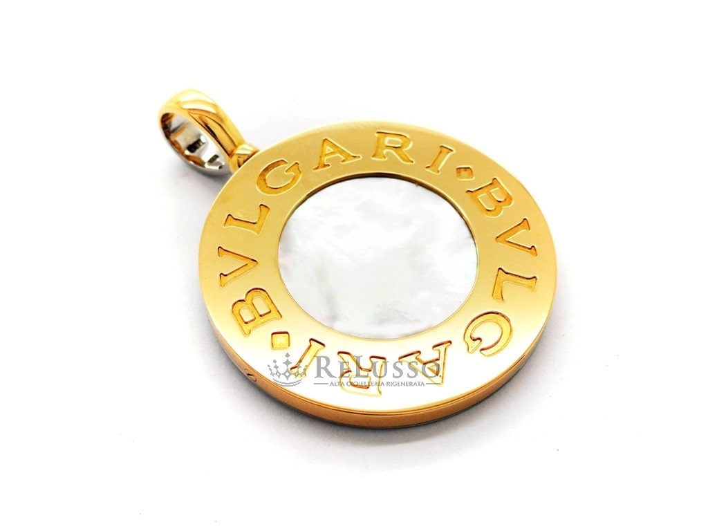 Pendente Bvlgari-Bvlgari in oro giallo e acciaio con madreperla e onice nera foto4