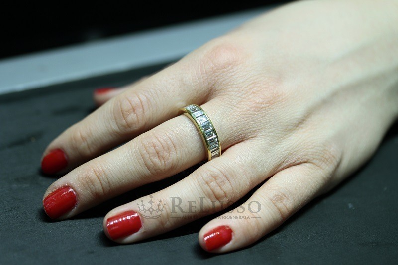 Riviera in oro giallo e diamanti taglio baguette per 3,40ct foto7