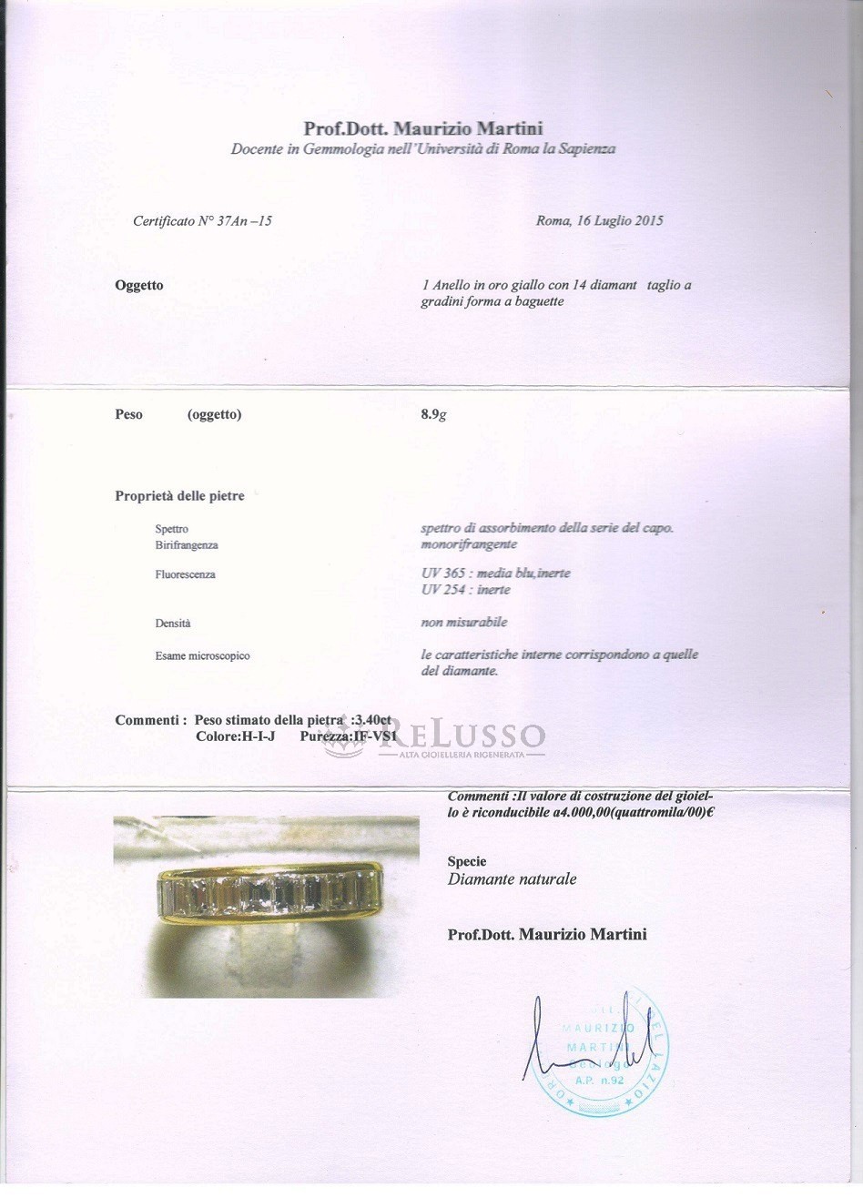 Riviera in oro giallo e diamanti taglio baguette per 3,40ct foto8