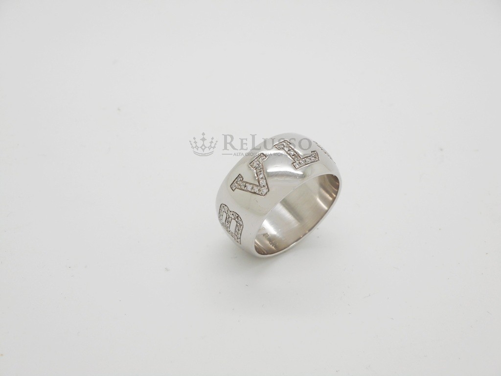 Anello Bulgari collezione Monologo in oro bianco e diamanti 18kt foto6