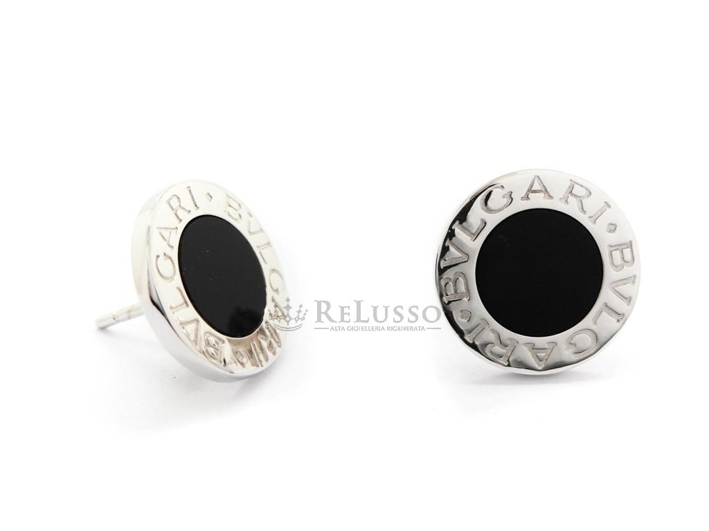 Orecchini Bulgari collezione Bvlgari-Bvlgari in oro bianco con onice diametro 1,30cm foto7