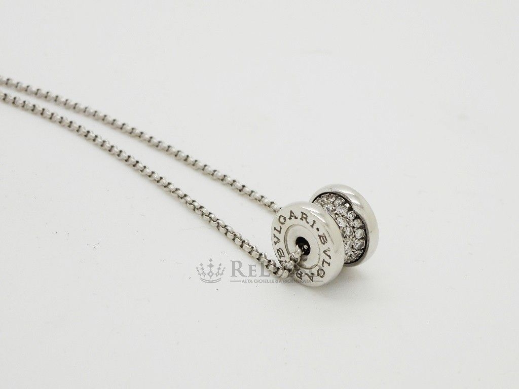 Collana B.zero1 in oro bianco 18kt con pavé di diamanti foto1