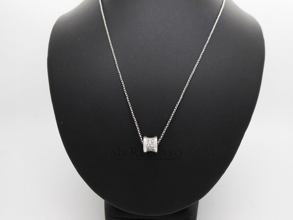Collana B.zero1 in oro bianco 18kt con pavé di diamanti foto3