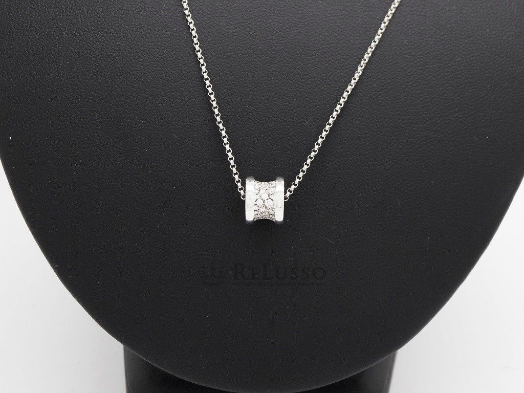 Collana B.zero1 in oro bianco 18kt con pavé di diamanti foto4