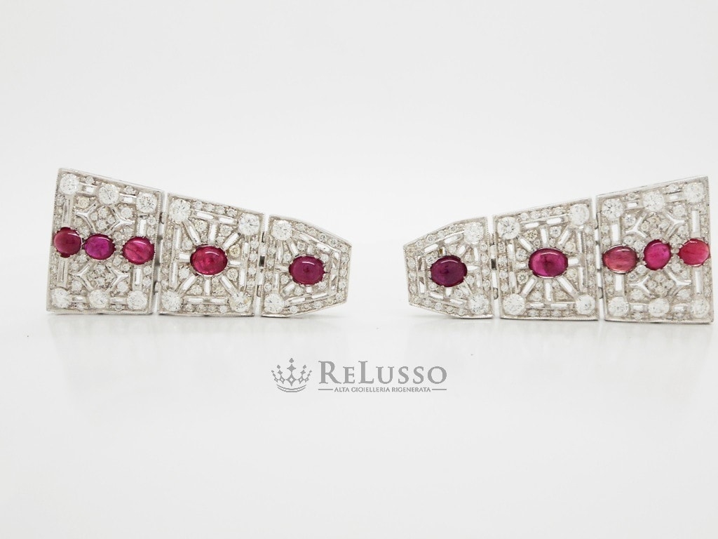 Orecchini pendenti con 2,40ct di rubini e 2,00ct di diamanti in oro bianco 18kt foto4
