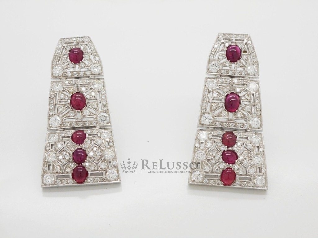 Orecchini pendenti con 2,40ct di rubini e 2,00ct di diamanti in oro bianco 18kt foto5