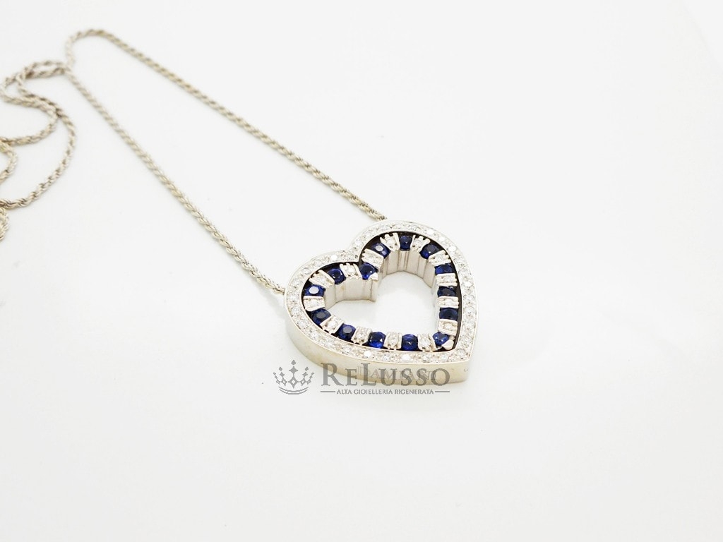 Collana Damiani Belle Epoque con Diamanti e Zaffiri in oro bianco foto1