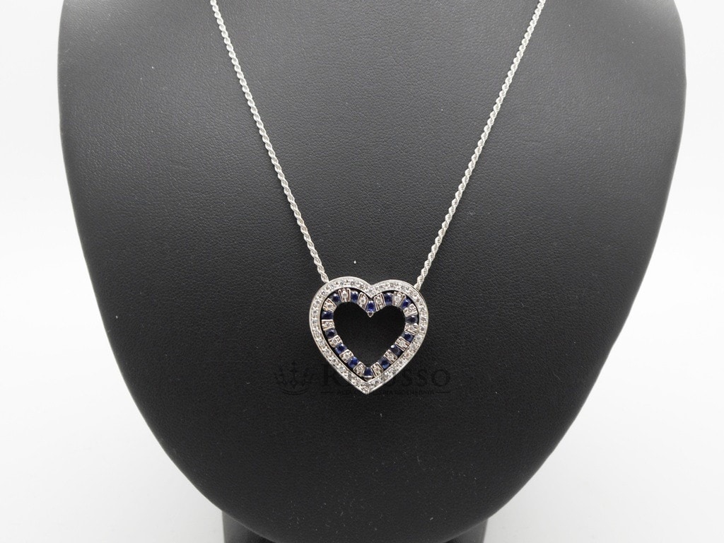 Collana Damiani Belle Epoque con Diamanti e Zaffiri in oro bianco foto6