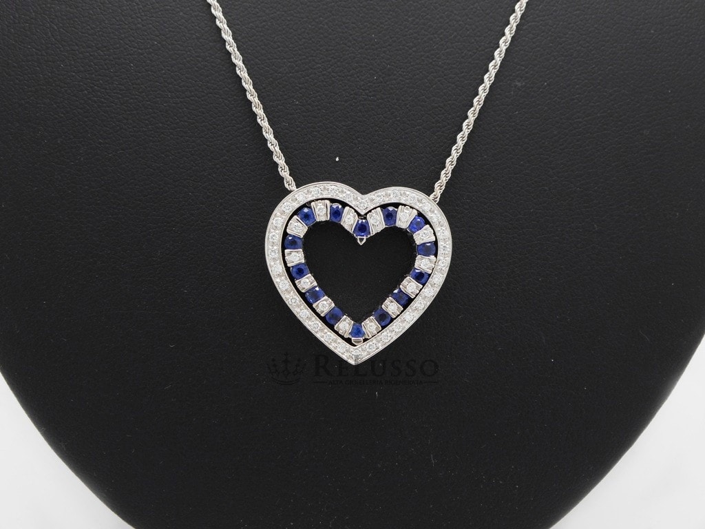 Collana Damiani Belle Epoque con Diamanti e Zaffiri in oro bianco foto2