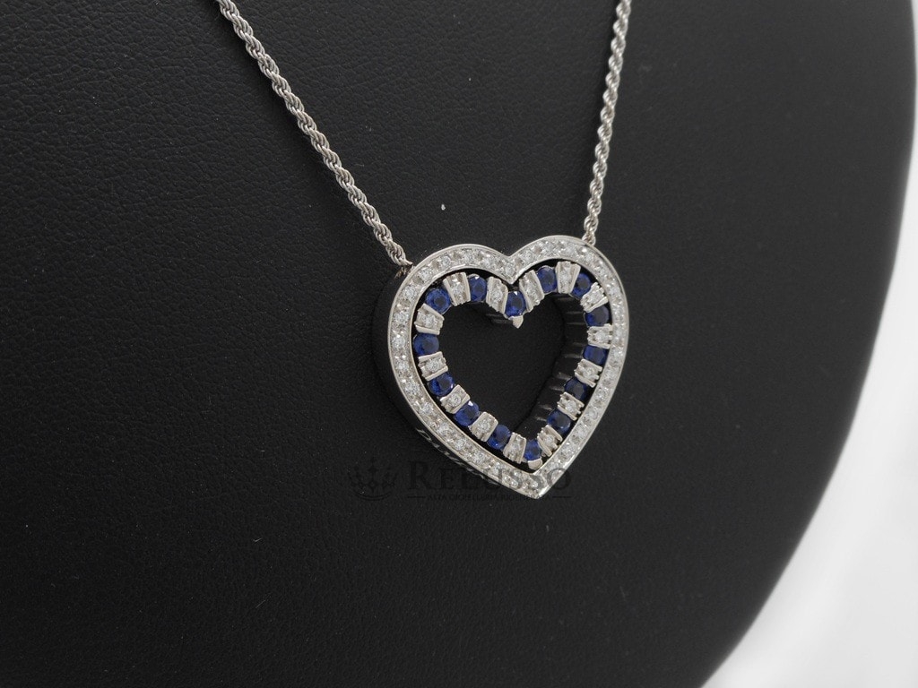 Collana Damiani Belle Epoque con Diamanti e Zaffiri in oro bianco foto3