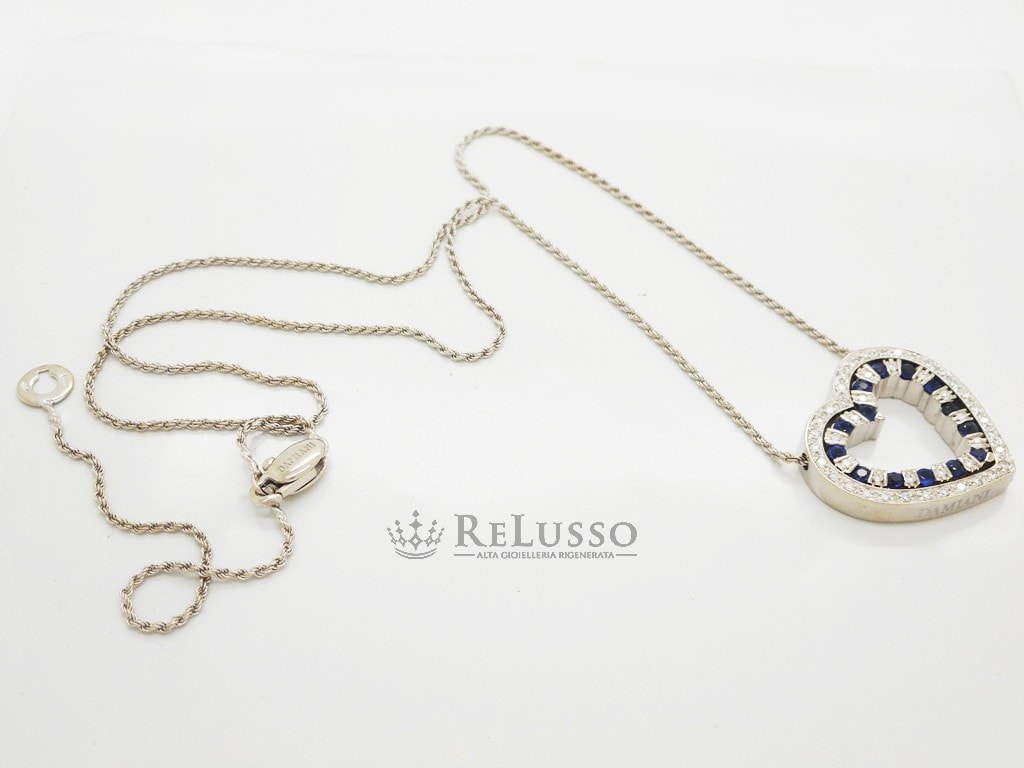 Collana Damiani Belle Epoque con Diamanti e Zaffiri in oro bianco foto5