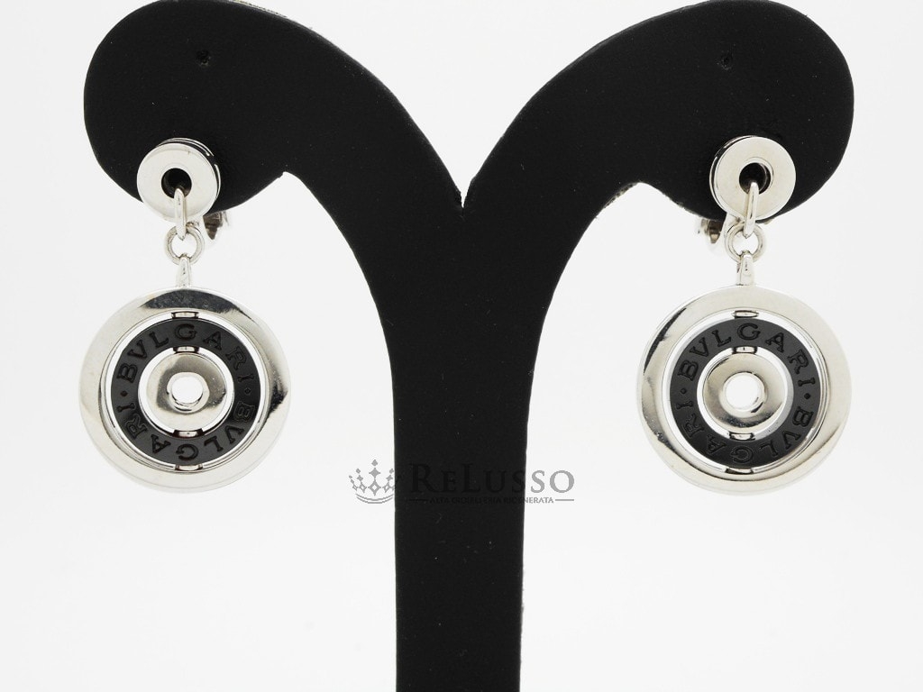 Orecchini Bulgari serie Astrale in oro bianco e ceramica nera foto4