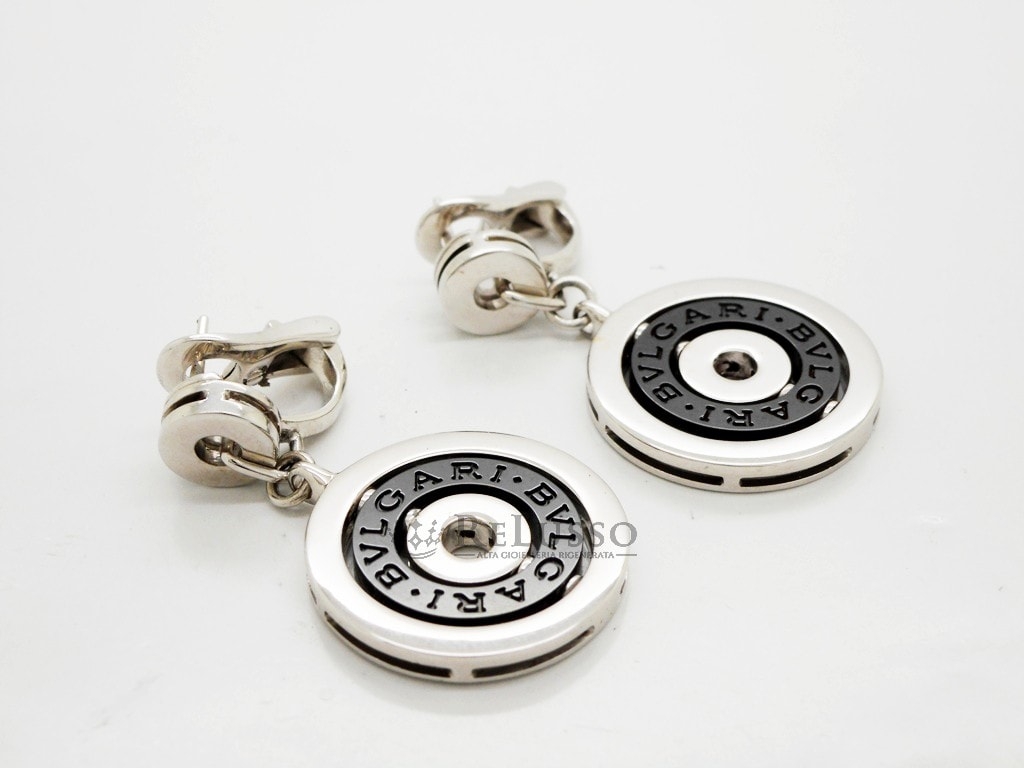 Orecchini Bulgari serie Astrale in oro bianco e ceramica nera foto3