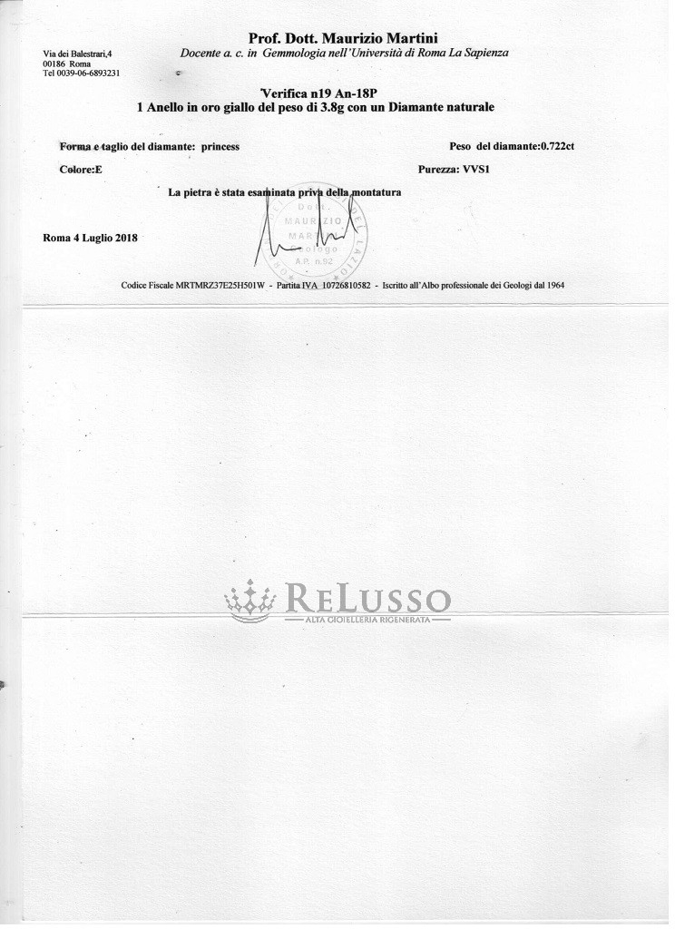 Anello solitario in oro rosa con diamante taglio Princess da 0,72ct E color certificato foto5