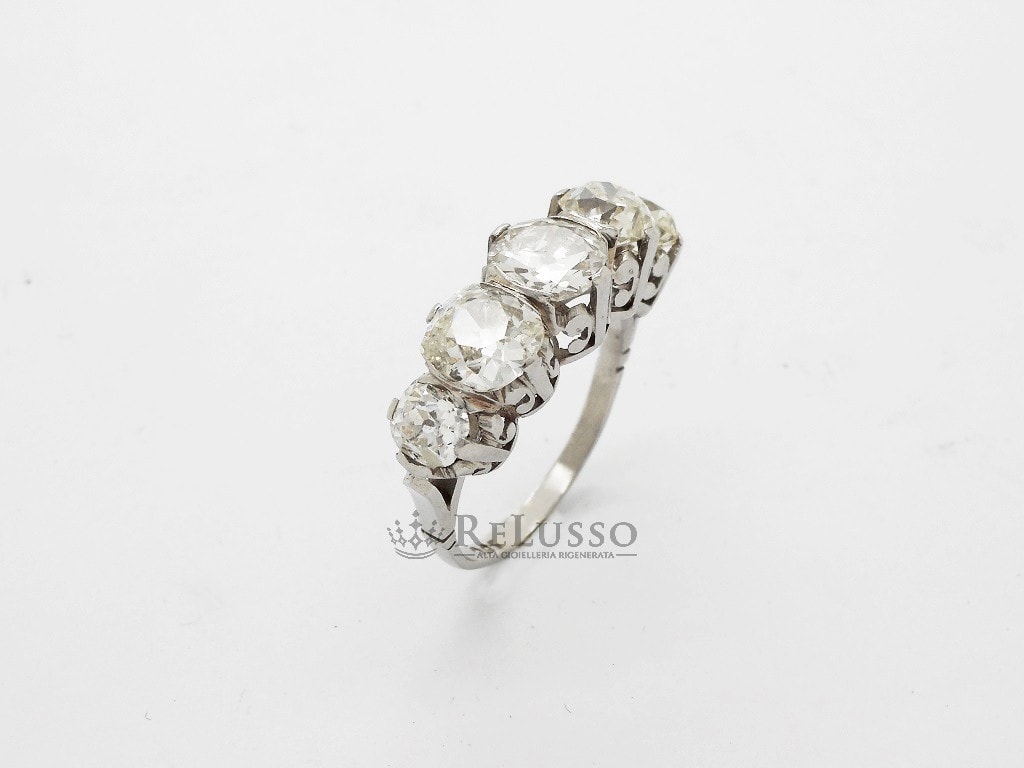 Anello veretta vintage in platino con diamanti taglio antico per 3,70ct foto6