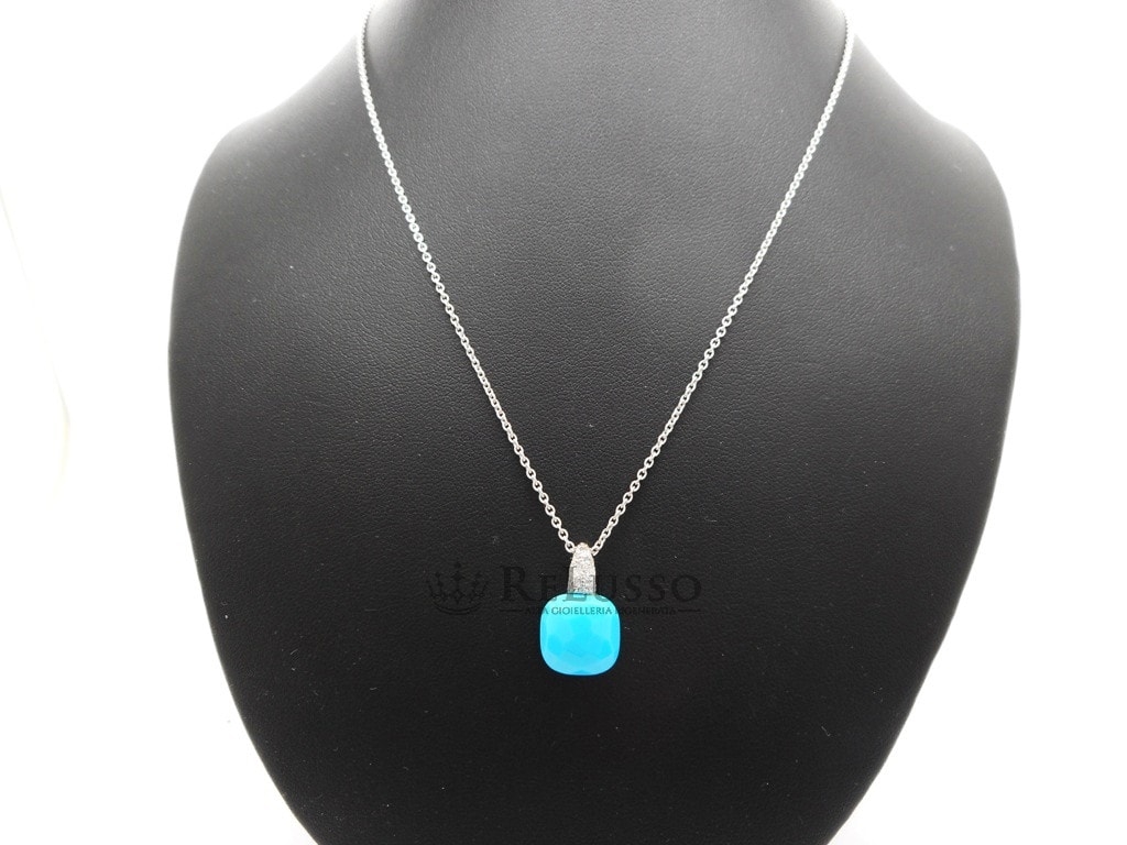 Collana con pendente Pomellato Capri con Turchese e diamanti in oro bianco foto6