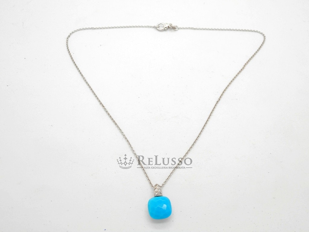 Collana con pendente Pomellato Capri con Turchese e diamanti in oro bianco foto3