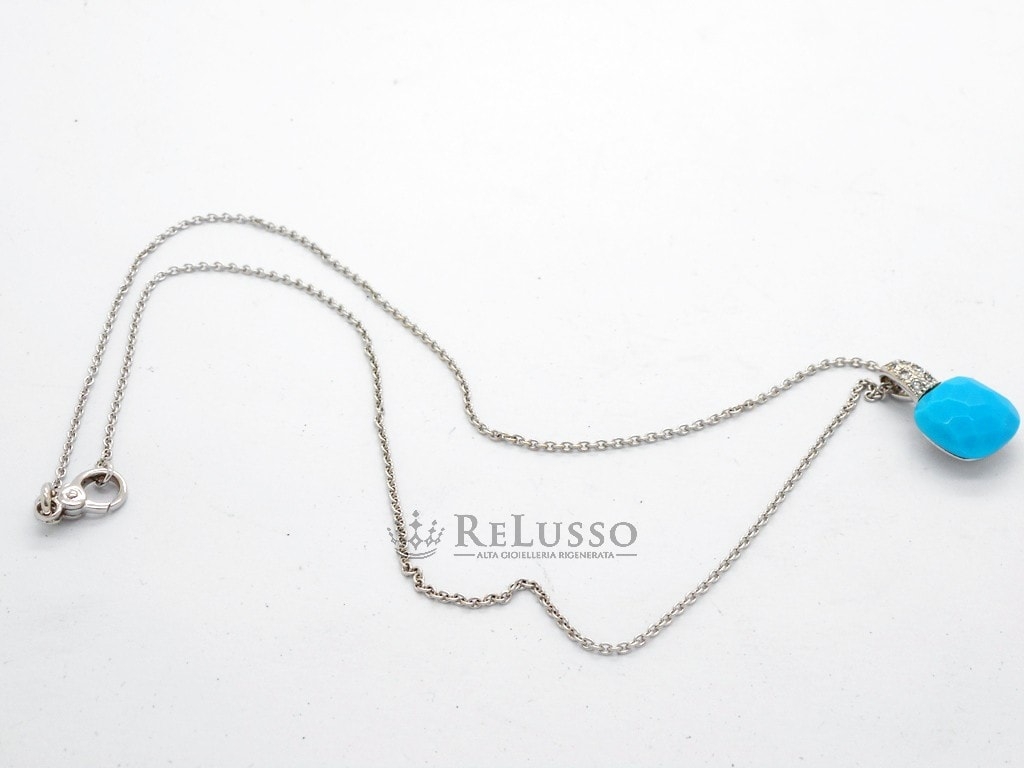 Collana con pendente Pomellato Capri con Turchese e diamanti in oro bianco foto4