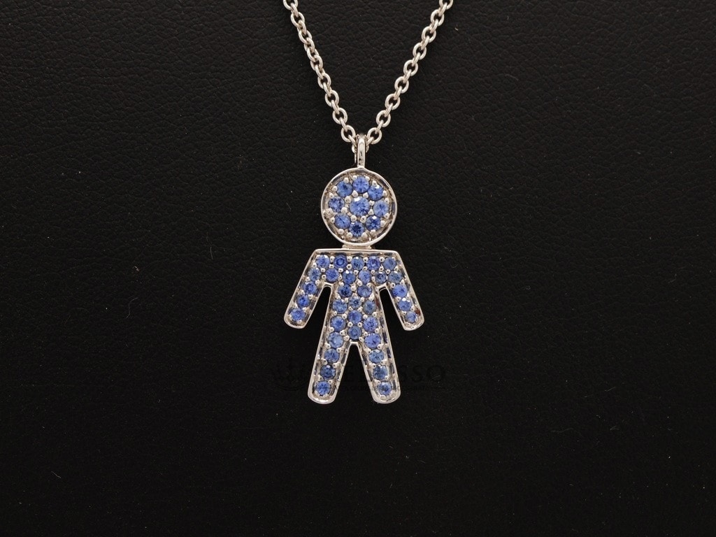 Collana Easy Crivelli "Limited Edition" bimbo in oro bianco e zaffiri blu foto2