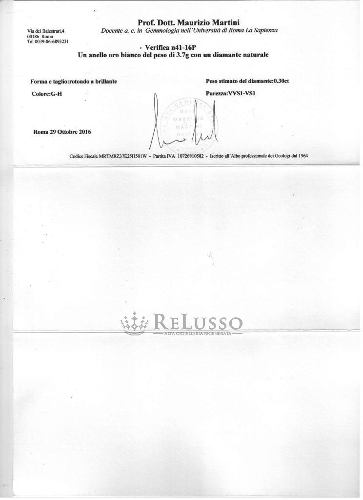Anello solitario da 0,30ct colore G-H in oro bianco certificato foto5