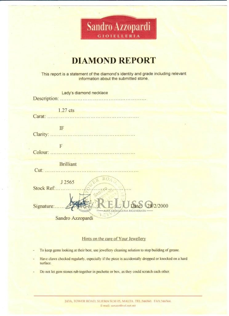 Collana con diamanti per 1,27ct F Color in oro bianco foto8