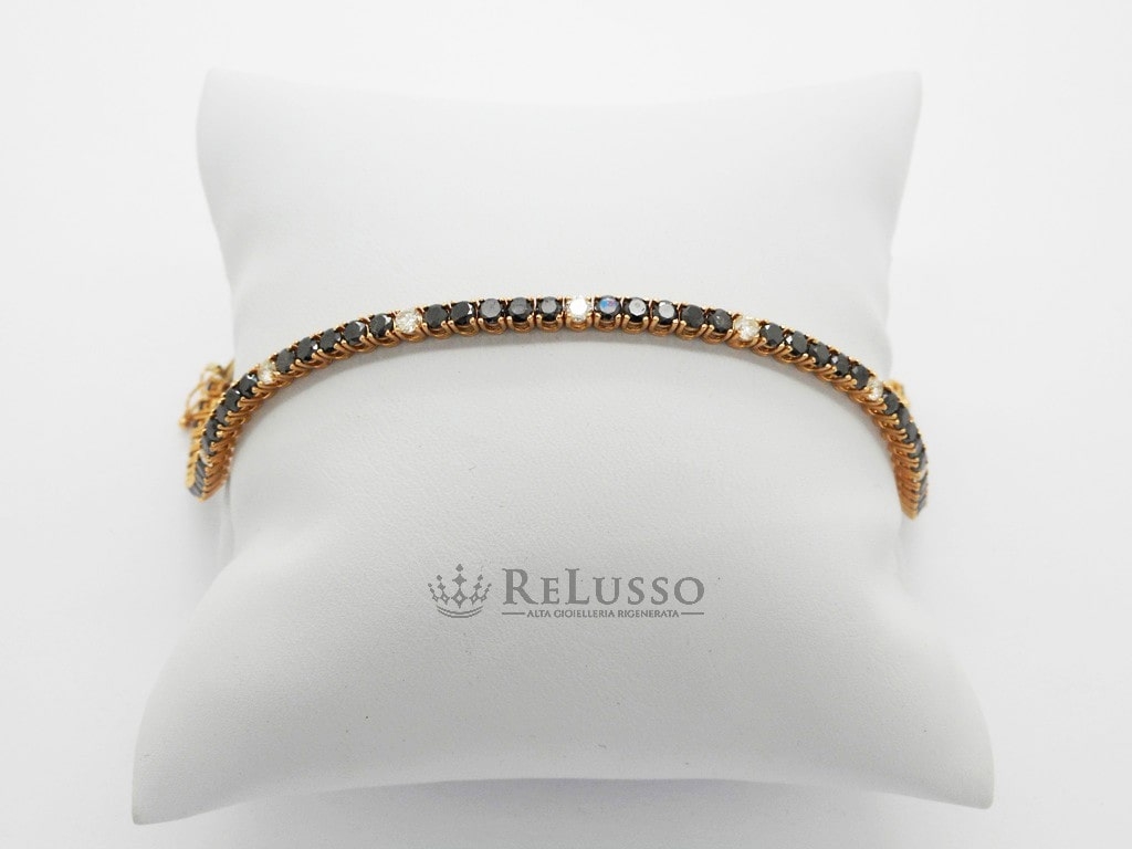 Tennis in oro rosa con 4,00ct di diamanti neri e 0,80ct di diamanti bianchi. foto4