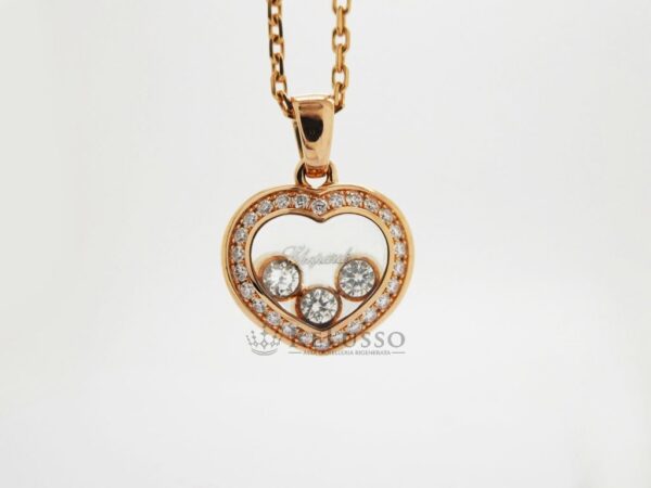 Collana con pendente Chopard collezione Happy diamonds in oro rosa foto1