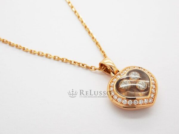 Collana con pendente Chopard collezione Happy diamonds in oro rosa foto9