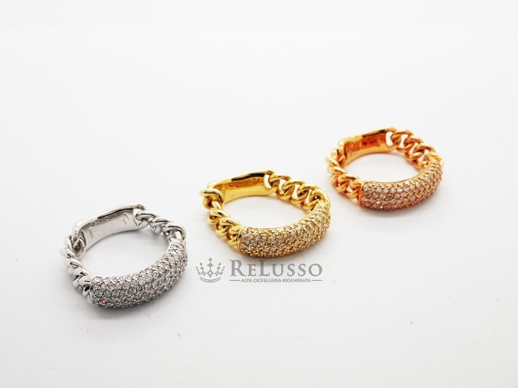 Anello morbido in oro giallo con pavé di diamanti per 0,50ct foto5