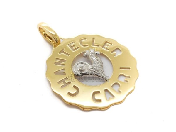 Ciondolo Chantecler Logo Gallo medio in oro e diamanti foto2