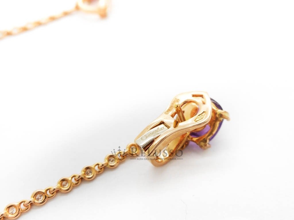 Orecchini lunghi Chantecler Joyful in oro rosa, diamanti e ametista foto7