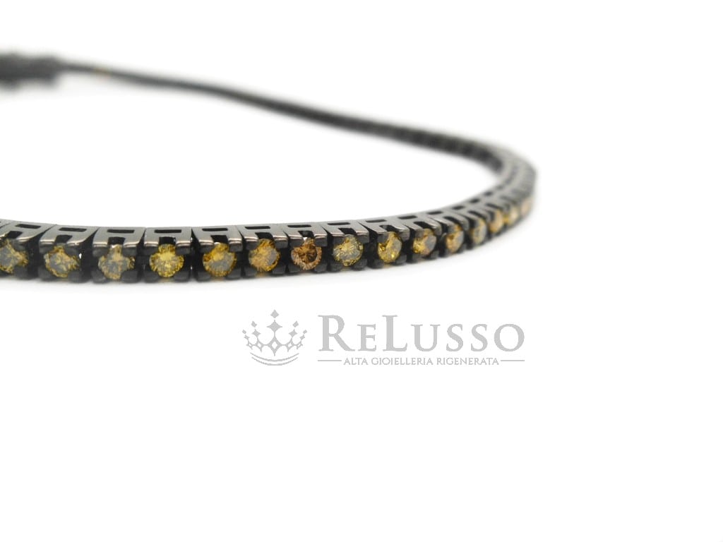 Tennis di diamanti Gialli da 1,80ct in oro 18kt rodiato nero foto7