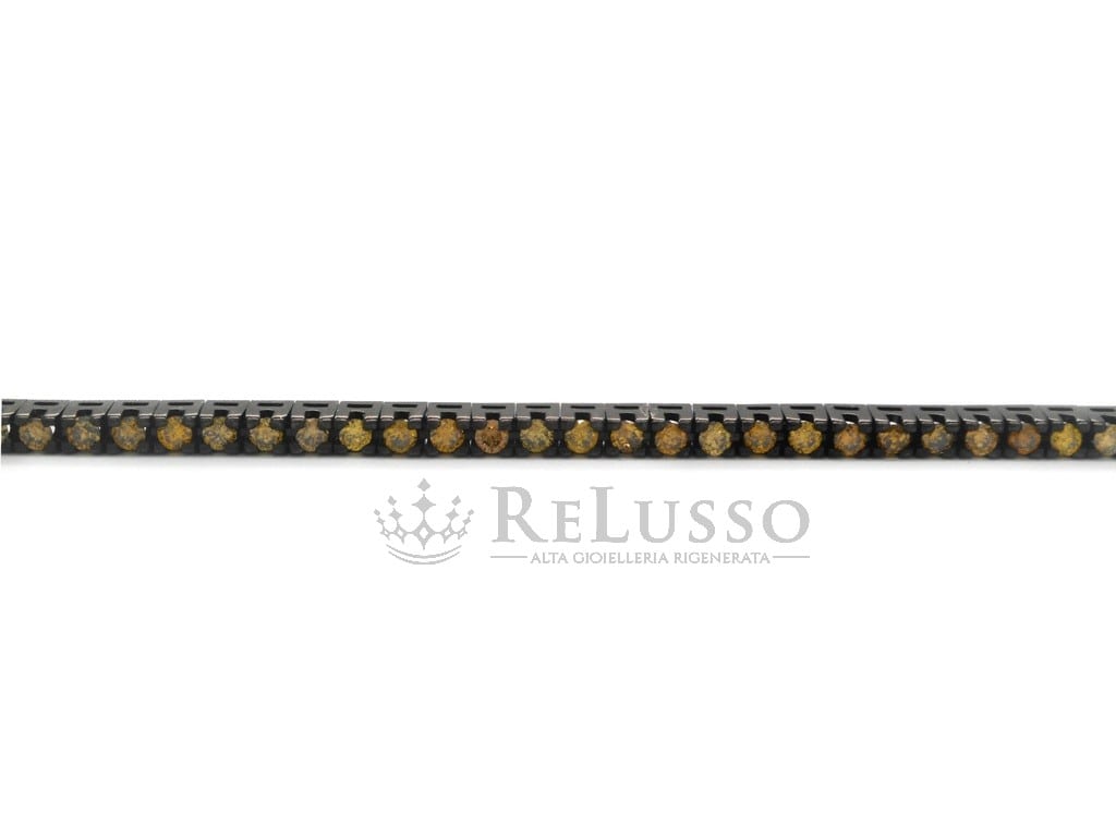 Tennis di diamanti Gialli da 1,80ct in oro 18kt rodiato nero foto10