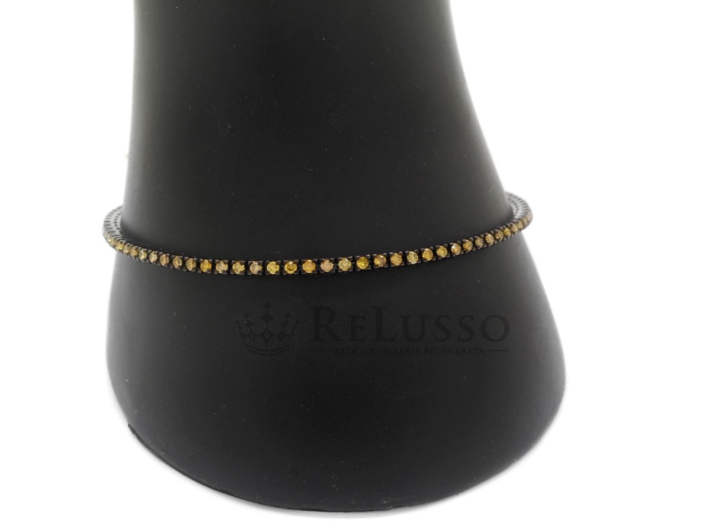 Tennis di diamanti Gialli da 1,80ct in oro 18kt rodiato nero foto13
